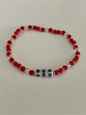 Red Beaded 'RED' Stretch Bracelet
